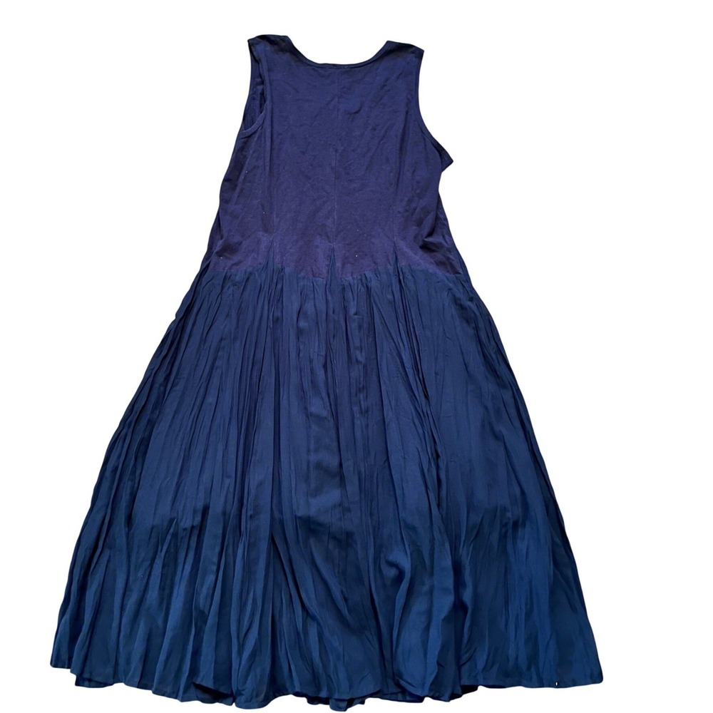 Vasna Maxi Dress Womens Navy Blue Pleated Sleeveless Mixed Media 3X
